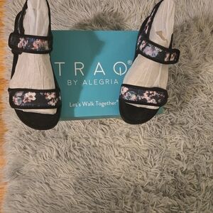 Alegria Women's Floral Sandals - Black